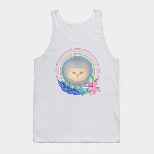 Rainbow cat and flowers Tank Top